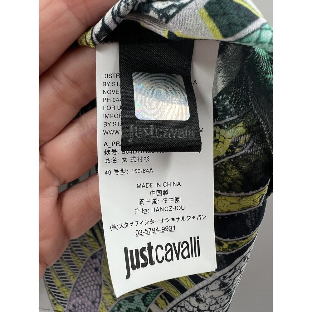 Just Cavalli By Roberto Cavalli Women’s Long Sleeve Silk Blend Semi Sheer Top 40 - Picture 6 of 11